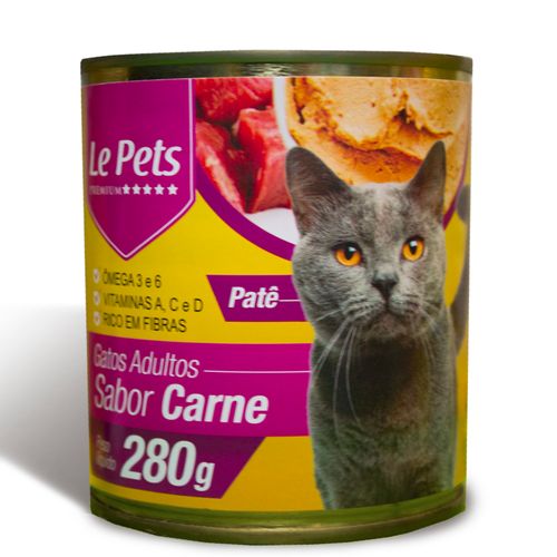 Ração Úmida Le Pets Patê Sabor Carne para Gatos Adultos 280g