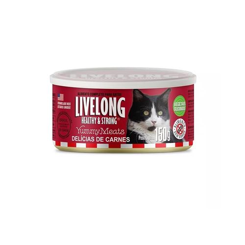 Ração Úmida Livelong Healthy & Strong Sabor Delícias de Carne para Gatos 150g