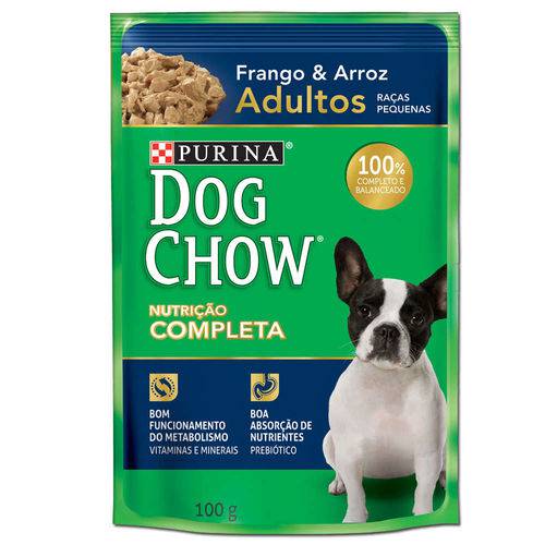 Ração Úmida Nestlé Purina Dog Chow Sachê para Cães de Raças Pequenas Sabor Frango e Arroz Caixa com 15 Unidades 100g