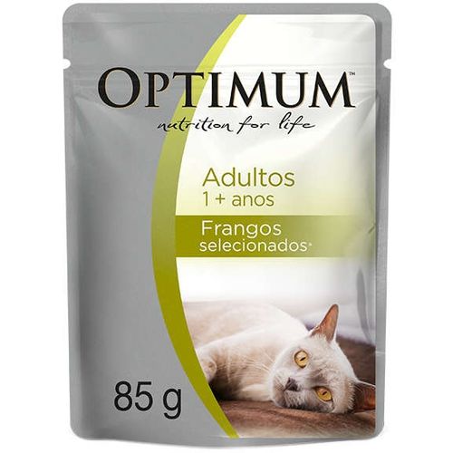 Ração Úmida Optimum Sachê Frango para Gatos Adultos 85g