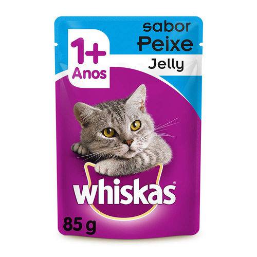 Ração Úmida Pedigree Whiskas Sachê Jelly para Gatos Sabor Peixe Kit com 5 Unidades 85g