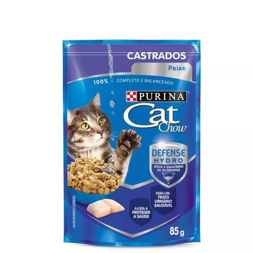 Ração Úmida Purina Cat Chow para Gatos Castrados Sabor Peixe 85g
