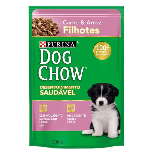 Ração Úmida Purina Dog Chow Carne e Arroz para Cães Filhotes 100g
