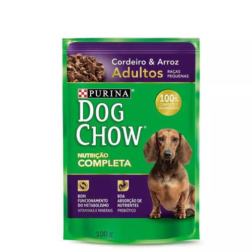 Ração Úmida Purina Dog Chow para Cães Adultos de Raças Pequenas Sabor Cordeiro e Arroz 100g