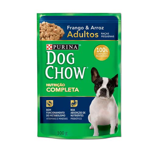 Ração Úmida Purina Dog Chow para Cães Adultos de Raças Pequenas Sabor Frango e Arroz 100g