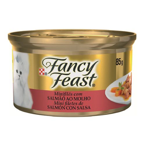Ração Úmida Purina Fancy Feast Mini Filés Sabor Salmão ao Molho para Gatos Adultos 85g