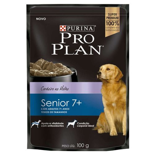 Ração Úmida Purina Pro Plan Senior 7+ Sabor Cordeiro ao Molho para Cães Adultos 100g