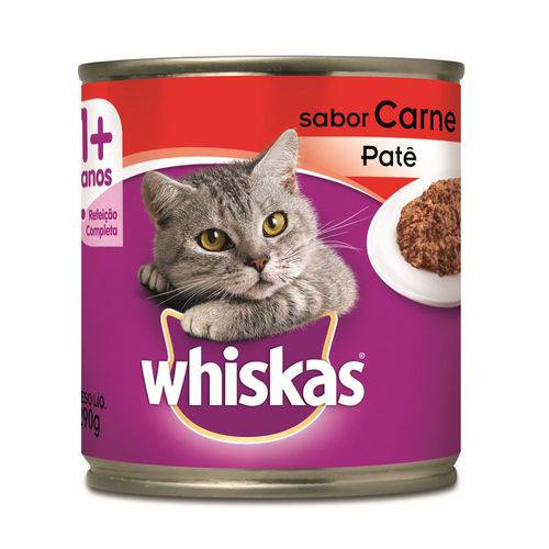 Ração Úmida Whiskas Lata para Gatos Adultos Sabor Carne 290g