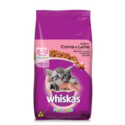 Ração Whiskas para Gatos Filhotes Carne e Leite - 3kg