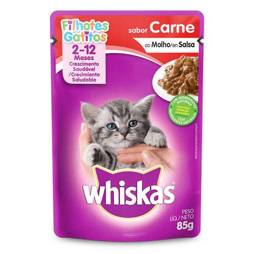 Ração Whiskas Sachê Carne para Gatos Filhotes