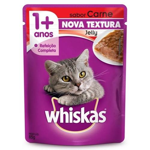 Ração Whiskas Sachê Jelly Sabor Carne para Gatos Adultos - 85gr