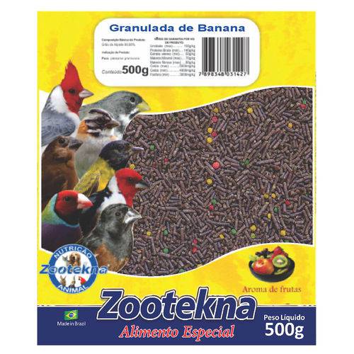 Ração Zootekna para Pássaros Granulada de Banana - 500g