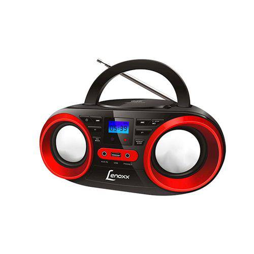 Radio Boombox Lenoxx, Bd 129, Cd Player, Usb, 5w Rms, Preta/vermelha