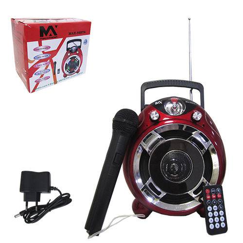 Radio / Caixa de Som Recarregavel 20w Bivolt com Microfone e Luz + Gravador Bluetooth / Usb / Sd