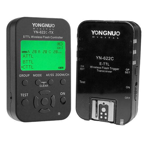 Rádio Flash Yongnuo YN-622C TX com LCD (par)para Canon