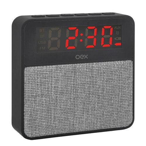 Rádio Relógio Bluetooth Oex Clock Speaker Wake Cs100 - Preto com Cinza
