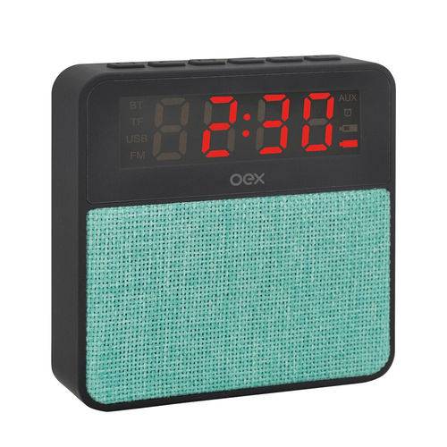 Rádio Relógio Bluetooth Oex Clock Speaker Wake Cs100 - Preto com Verde