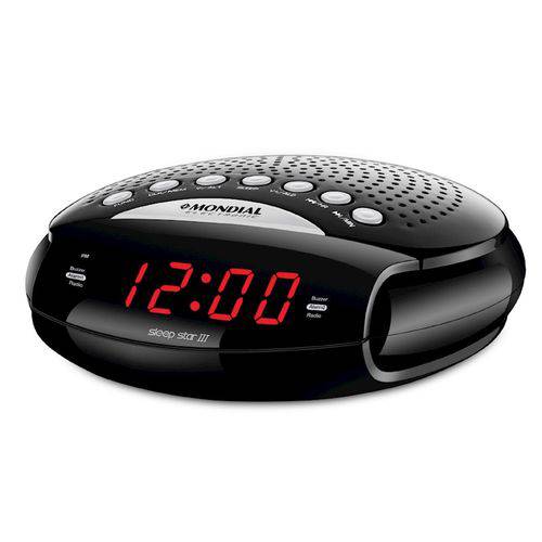 Rádio Relógio Mondial, Rr03, com Despertador, 20 Memórias, Preto