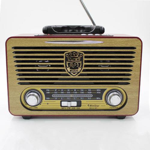 Rádio Retrô Bluetooth Portátil Fm Recarregável Usb Vintage