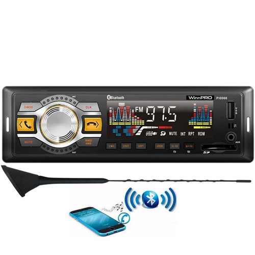Rádio Som Automotivo Bluetooth + Antena Completa MP3 BT USB Fox