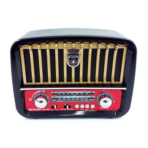 Radio Vintage Music Box Portátil Retrô Recarregável Bluetooth