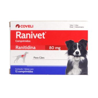 Ranitidina Ranivet Coveli 80mg para Cães C/12 Comprimidos