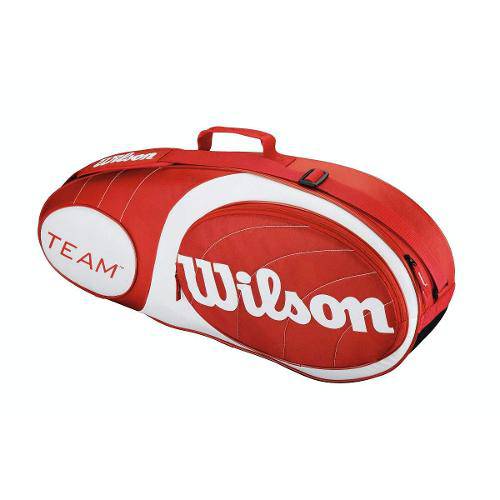 Raqueteira Wilson Team 3 Pack Vermelha e Branca