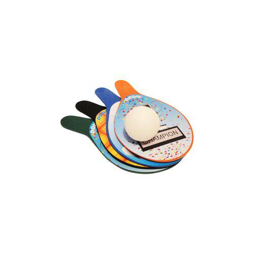 Raquetes e Bolinha de Ping Pong Colorido com Adesivo - Pacote com 3 Unidades