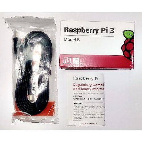 Raspberry Pi 3 Modelo B (placa+caixa+manual+cabo