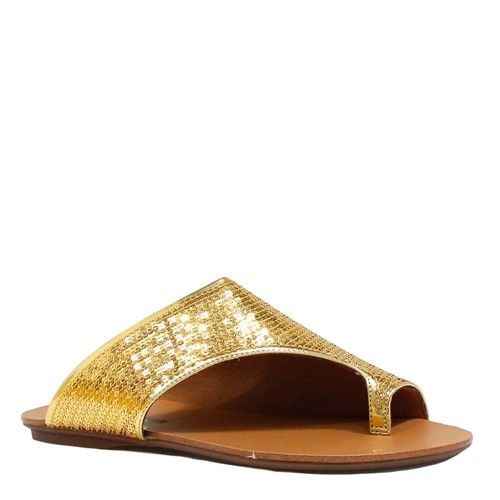 Rasteira Zariff Shoes com Paetê Dourado