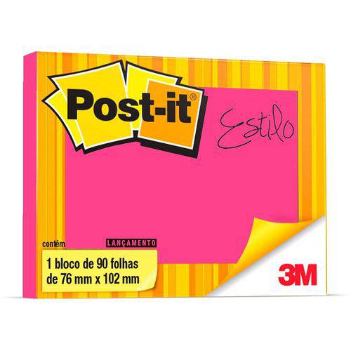 Recados Adesivos Post-it Rosa - 76 Mm X 102 Mm - 90 Folhas