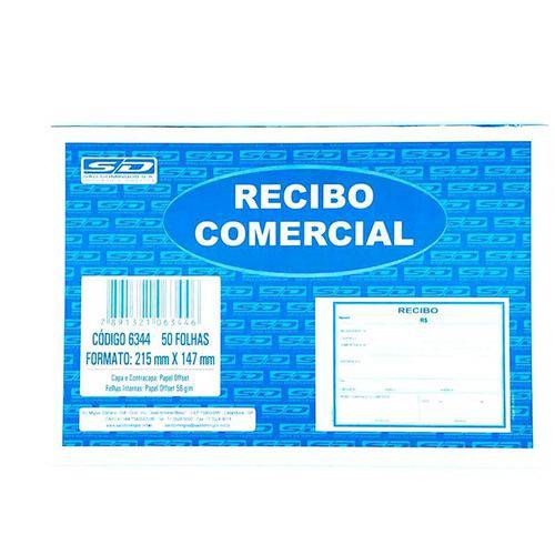 Recibo Comercial 1/16 Sem Canhoto Branco 50 Folhas São Domingos