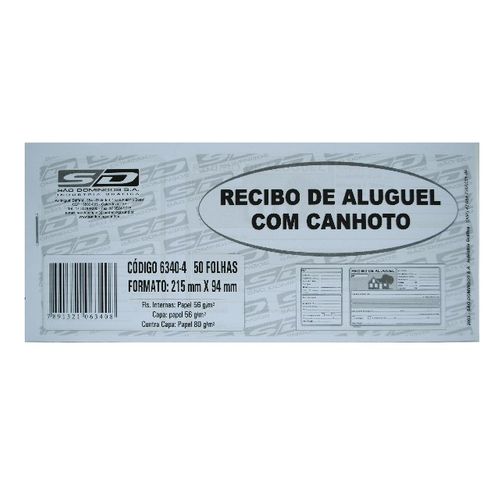 Recibo de Aluguel com Canhoto 50 Folhas 132392
