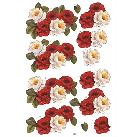 Recortes para Scrapdecor 3D Rosas Vermelhas e Brancas DC21- Toke e Crie By Mamiko