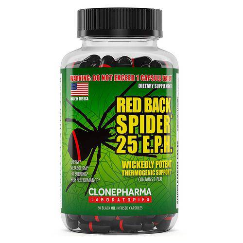 Red Back Spider Termogênico Suplemento Alimentar a Base de Cafeína - 60 Cápsulas - Clone Pharma