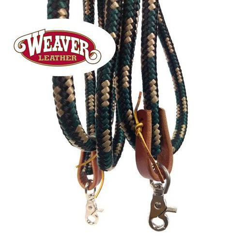 Redea para Cavalo Weaver Leather Importado em Nylon com Mosquetão Bege Verde Escuro e Preto