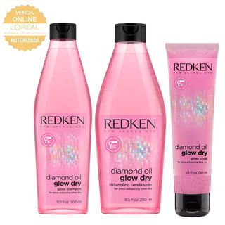 Redken Diamond Oil Glow Dry Kit - Pré-Shampoo + Shampoo + Condicionador Kit