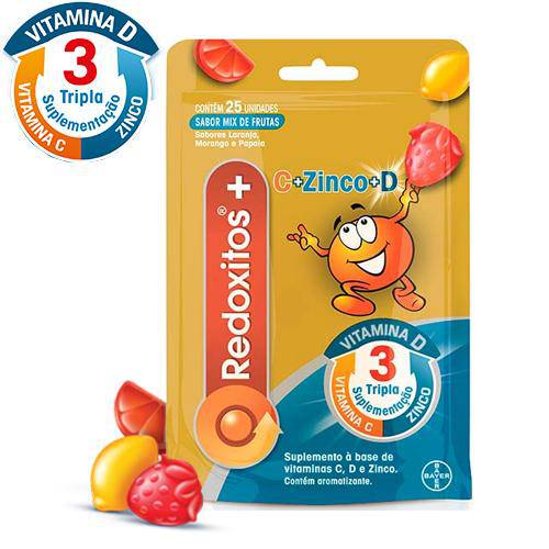Redoxitos+ Sabor Mix de Frutas C/ 25 Gomas Mastigáveis de Vitamina C, D e Zinco