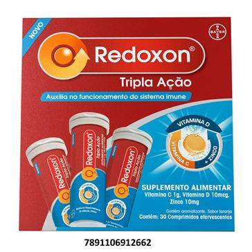 Redoxon Tripla Ação Bayer 30 Comprimidos Efervescentes