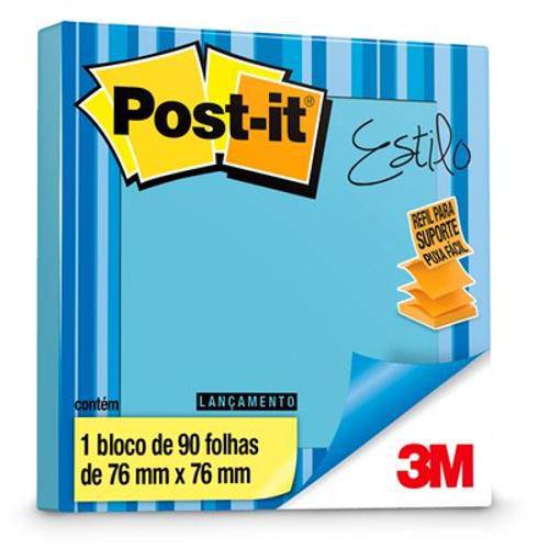 Refil Post-It Recado Adesivos Pop-Up 76x76mm Azul Ceu | 4 Blocos - 3m