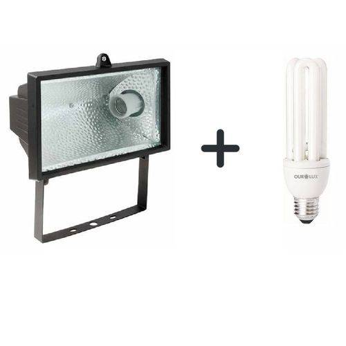 Refletor com Bocal E27 Preto + Lampada Eletrônica 30w