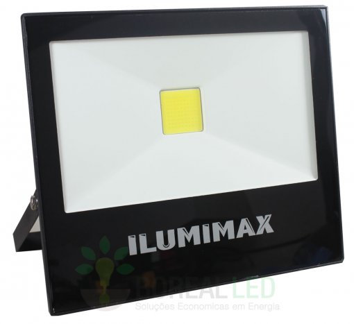 Refletor LED COB Slim 50W IP65 Preto Bivolt Ilumimax