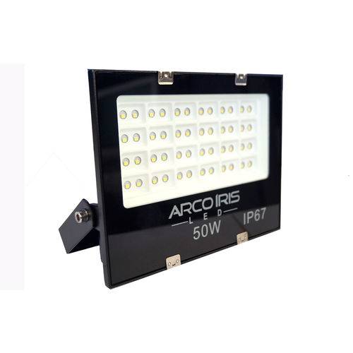 Refletor Micro LED de 50W Branco Frio Holofote Multifocal - Preto