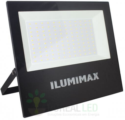 Refletor Micro LED Slim 100W IP65 Preto Bivolt Ilumimax