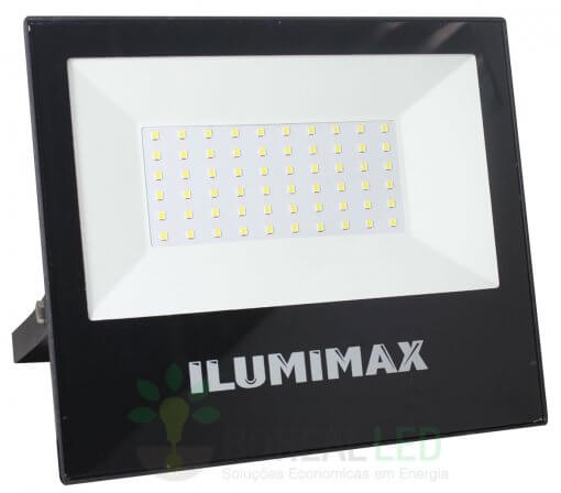 Refletor Micro LED Slim 50W IP65 Preto Bivolt Ilumimax