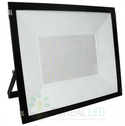 Refletor Micro LED SMD Slim 200W IP66 Fundo Branco Acab. Preto