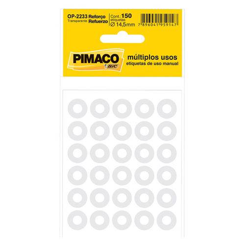 Reforço Adesivo Transparente Pimaco Op 2233 Cartela com 150 Unidades - Pimaco