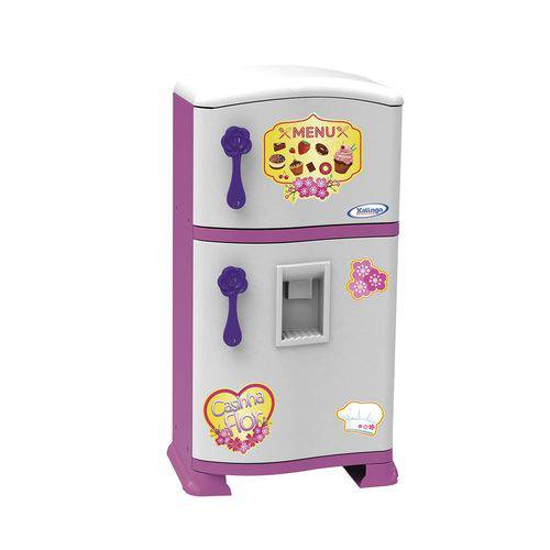 Refrigerador Infantil Pop Casinha Flor Rosa e Branco Xalingo
