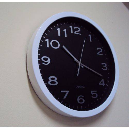 Relógio 449 de Parede 40 Cm Preto Plástico Vidro Grande Novo