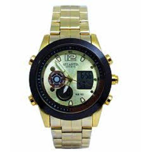 Relógio Analógico Digital Dourado Atlantis G-6652
